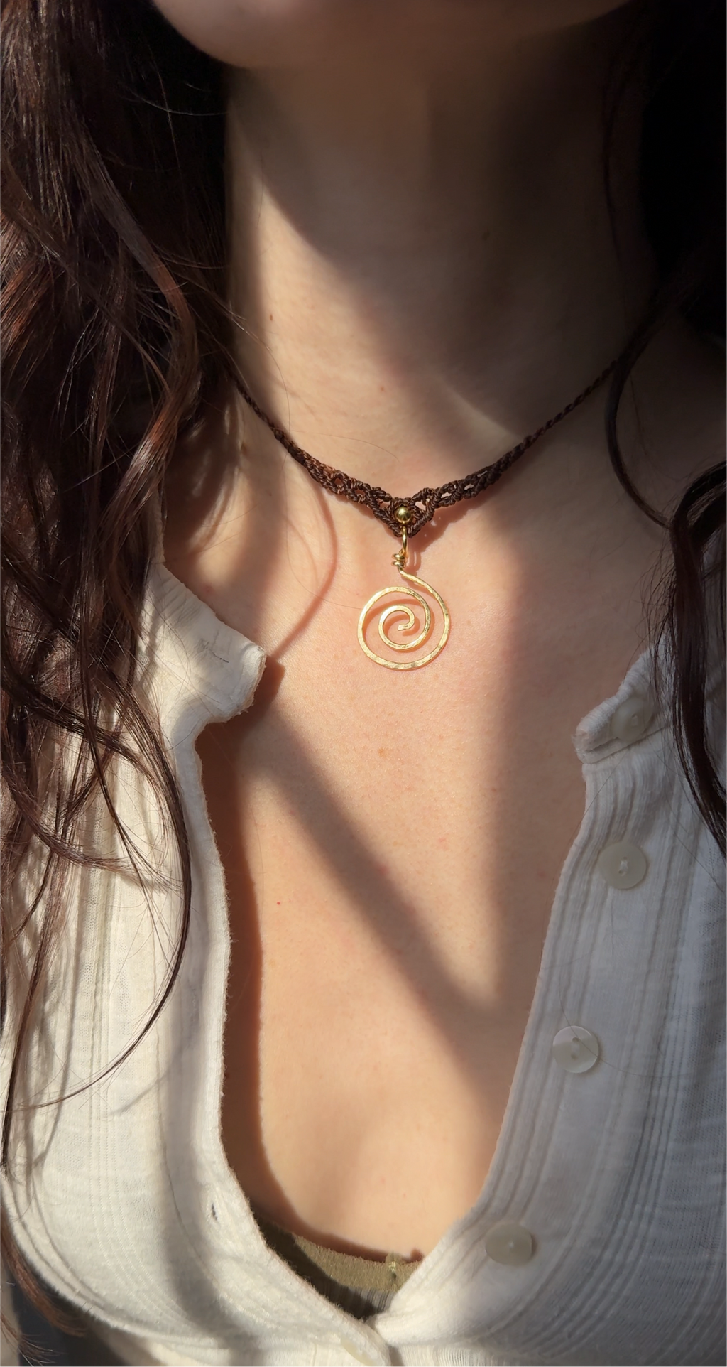 spiral macrame necklace