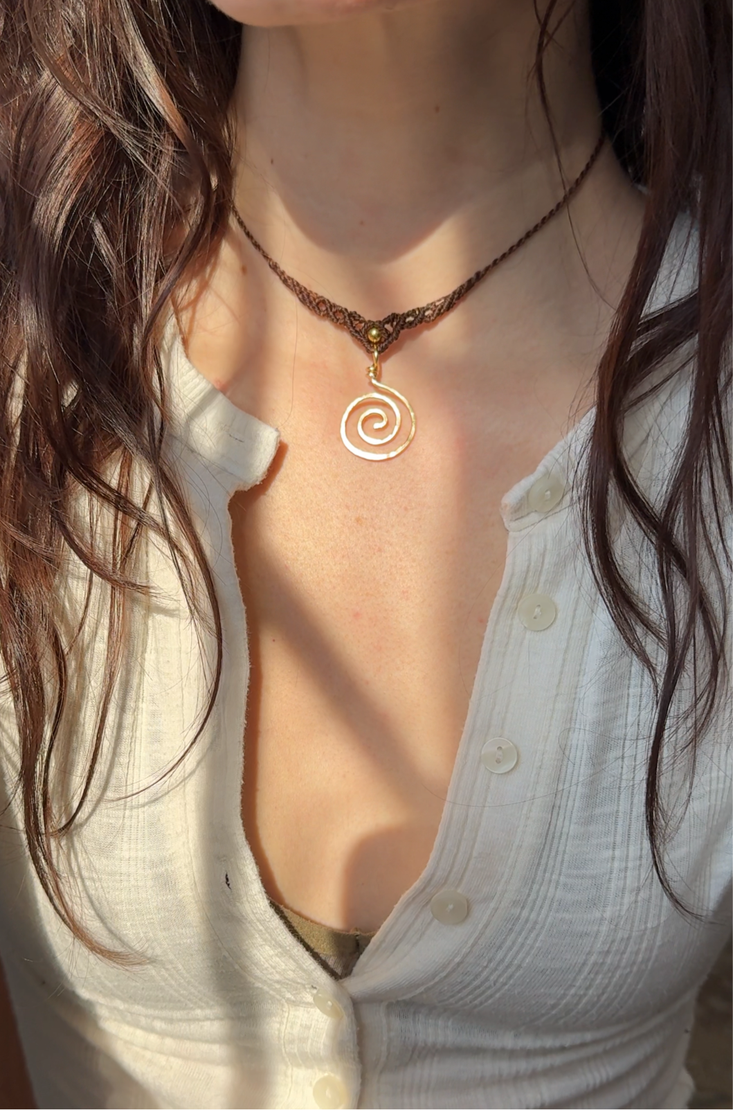 spiral macrame necklace