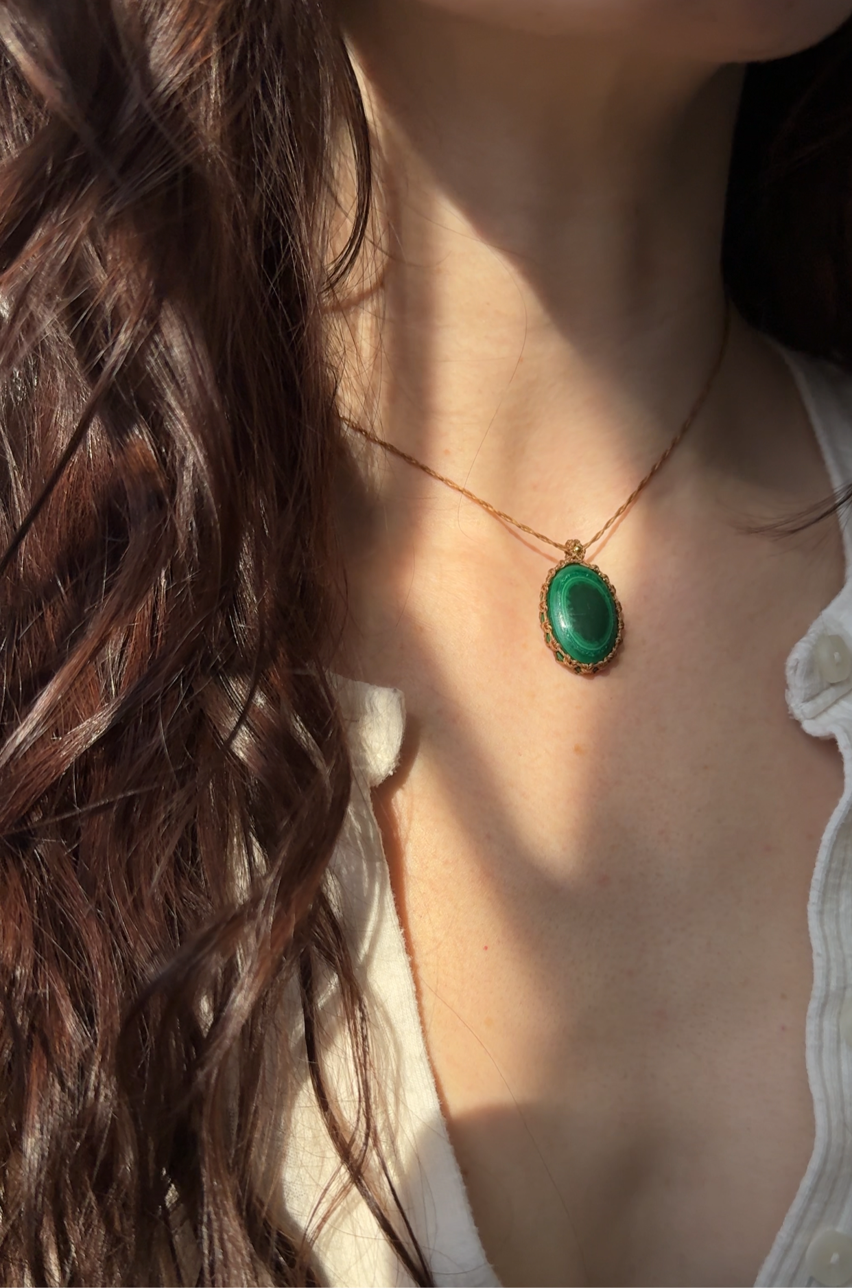 malachite woven macrame necklace