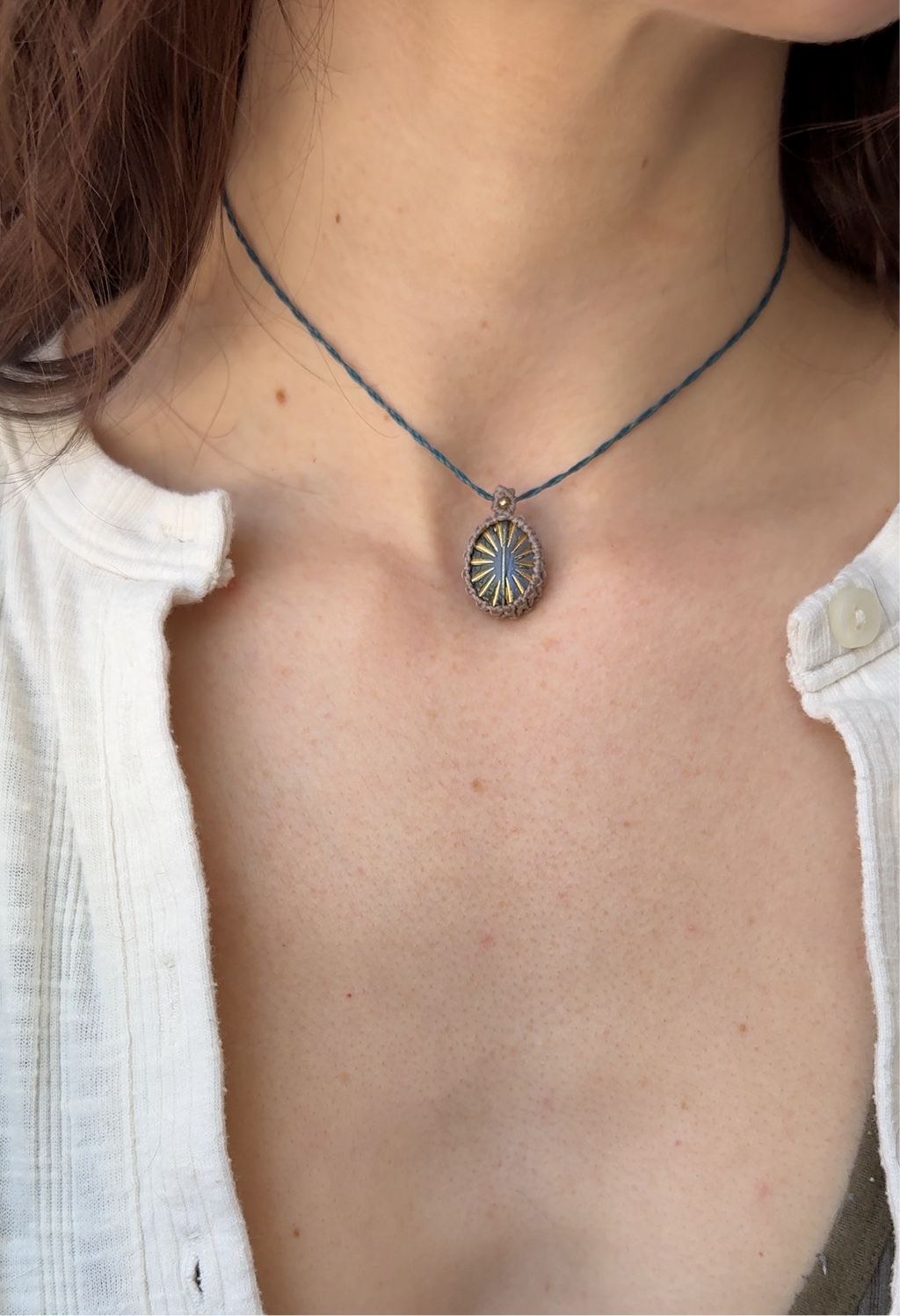 sunbeam wrapped macrame necklace