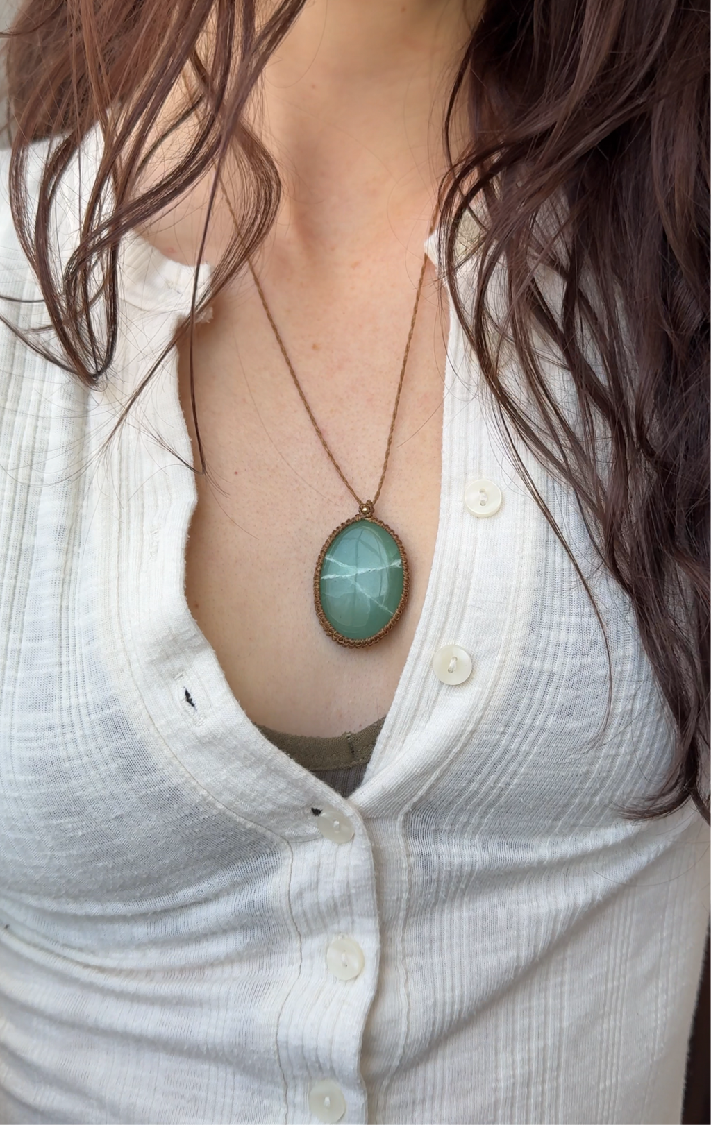 amazonite wrapped cab necklace